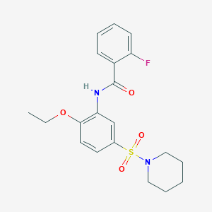 N-[2-ETHOXY-5-(PIPERIDINE-1-SULFONYL)PHENYL]-2-FLUOROBENZAMIDE