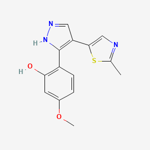 molecular formula C14H13N3O2S B5488396 5-methoxy-2-[4-(2-methyl-1,3-thiazol-5-yl)-1H-pyrazol-3-yl]phenol CAS No. 304694-76-6