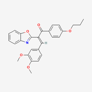 molecular formula C27H25NO5 B5488438 2-(1,3-benzoxazol-2-yl)-3-(3,4-dimethoxyphenyl)-1-(4-propoxyphenyl)-2-propen-1-one 