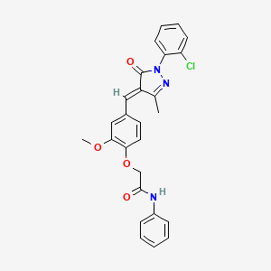 molecular formula C26H22ClN3O4 B5488513 2-(4-{[1-(2-chlorophenyl)-3-methyl-5-oxo-1,5-dihydro-4H-pyrazol-4-ylidene]methyl}-2-methoxyphenoxy)-N-phenylacetamide 