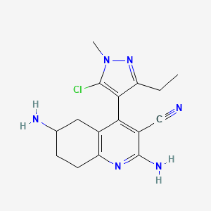 molecular formula C16H19ClN6 B5488573 2,6-diamino-4-(5-chloro-3-ethyl-1-methyl-1H-pyrazol-4-yl)-5,6,7,8-tetrahydroquinoline-3-carbonitrile 