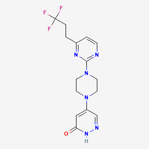 molecular formula C15H17F3N6O B5488580 5-{4-[4-(3,3,3-trifluoropropyl)pyrimidin-2-yl]piperazin-1-yl}pyridazin-3(2H)-one 