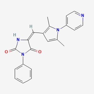 molecular formula C21H18N4O2 B5488610 5-{[2,5-dimethyl-1-(4-pyridinyl)-1H-pyrrol-3-yl]methylene}-3-phenyl-2,4-imidazolidinedione 