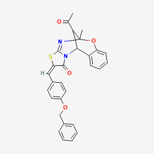 16-acetyl-13-[4-(benzyloxy)benzylidene]-9-methyl-8-oxa-12-thia-10,15-diazatetracyclo[7.6.1.0~2,7~.0~11,15~]hexadeca-2,4,6,10-tetraen-14-one