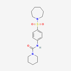 molecular formula C18H27N3O3S B5488701 N-[4-(1-azepanylsulfonyl)phenyl]-1-piperidinecarboxamide 