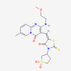 molecular formula C20H22N4O5S3 B5488806 3-{[3-(1,1-dioxidotetrahydro-3-thienyl)-4-oxo-2-thioxo-1,3-thiazolidin-5-ylidene]methyl}-2-[(2-methoxyethyl)amino]-7-methyl-4H-pyrido[1,2-a]pyrimidin-4-one 