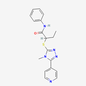 molecular formula C18H19N5OS B5488814 2-{[4-methyl-5-(4-pyridinyl)-4H-1,2,4-triazol-3-yl]thio}-N-phenylbutanamide 