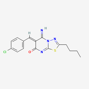 molecular formula C16H15ClN4OS B5488823 2-butyl-6-(4-chlorobenzylidene)-5-imino-5,6-dihydro-7H-[1,3,4]thiadiazolo[3,2-a]pyrimidin-7-one 