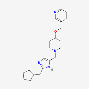 molecular formula C21H30N4O B5488830 3-{[(1-{[2-(cyclopentylmethyl)-1H-imidazol-4-yl]methyl}-4-piperidinyl)oxy]methyl}pyridine 