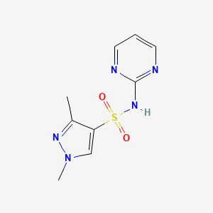 molecular formula C9H11N5O2S B5488866 1,3-dimethyl-N-2-pyrimidinyl-1H-pyrazole-4-sulfonamide 