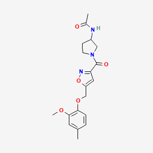 molecular formula C19H23N3O5 B5488872 N-[1-({5-[(2-methoxy-4-methylphenoxy)methyl]isoxazol-3-yl}carbonyl)pyrrolidin-3-yl]acetamide 