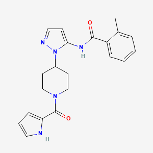 molecular formula C21H23N5O2 B5488892 2-methyl-N-{1-[1-(1H-pyrrol-2-ylcarbonyl)piperidin-4-yl]-1H-pyrazol-5-yl}benzamide 