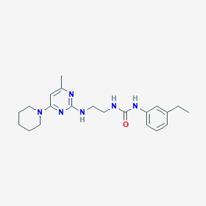 molecular formula C21H30N6O B5488967 N-(3-ethylphenyl)-N'-(2-{[4-methyl-6-(1-piperidinyl)-2-pyrimidinyl]amino}ethyl)urea 