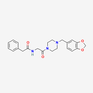 molecular formula C22H25N3O4 B5488988 N-{2-[4-(1,3-benzodioxol-5-ylmethyl)-1-piperazinyl]-2-oxoethyl}-2-phenylacetamide 