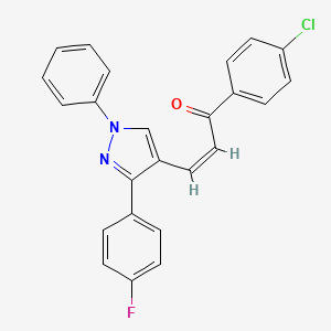 molecular formula C24H16ClFN2O B5488996 1-(4-chlorophenyl)-3-[3-(4-fluorophenyl)-1-phenyl-1H-pyrazol-4-yl]-2-propen-1-one 