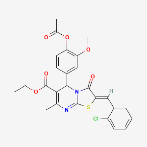 ethyl 5-[4-(acetyloxy)-3-methoxyphenyl]-2-(2-chlorobenzylidene)-7-methyl-3-oxo-2,3-dihydro-5H-[1,3]thiazolo[3,2-a]pyrimidine-6-carboxylate