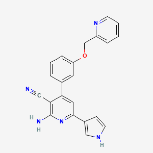 molecular formula C22H17N5O B5489100 2-amino-4-[3-(pyridin-2-ylmethoxy)phenyl]-6-(1H-pyrrol-3-yl)nicotinonitrile 