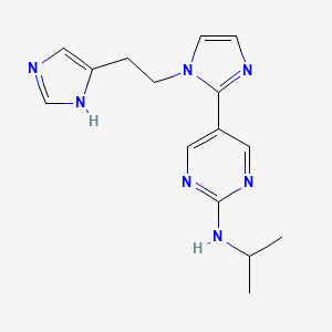 molecular formula C15H19N7 B5489122 5-{1-[2-(1H-imidazol-4-yl)ethyl]-1H-imidazol-2-yl}-N-isopropylpyrimidin-2-amine 