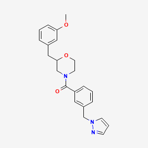 molecular formula C23H25N3O3 B5489182 2-(3-methoxybenzyl)-4-[3-(1H-pyrazol-1-ylmethyl)benzoyl]morpholine 