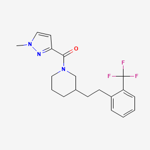 molecular formula C19H22F3N3O B5489213 1-[(1-methyl-1H-pyrazol-3-yl)carbonyl]-3-{2-[2-(trifluoromethyl)phenyl]ethyl}piperidine 