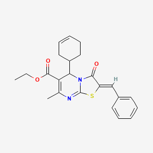 molecular formula C23H24N2O3S B5489299 ethyl 2-benzylidene-5-(3-cyclohexen-1-yl)-7-methyl-3-oxo-2,3-dihydro-5H-[1,3]thiazolo[3,2-a]pyrimidine-6-carboxylate 