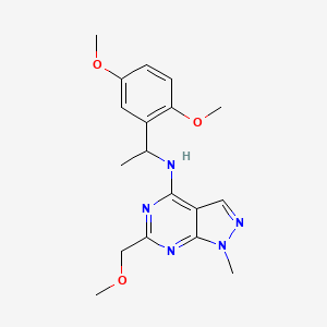 molecular formula C18H23N5O3 B5489360 N-[1-(2,5-dimethoxyphenyl)ethyl]-6-(methoxymethyl)-1-methyl-1H-pyrazolo[3,4-d]pyrimidin-4-amine 