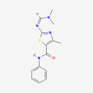 molecular formula C14H16N4OS B5489367 2-{[(dimethylamino)methylene]amino}-4-methyl-N-phenyl-1,3-thiazole-5-carboxamide 