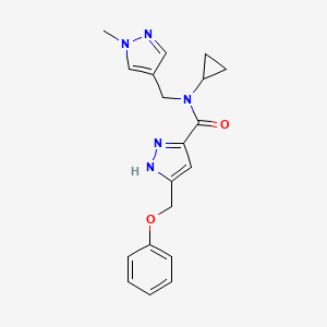 molecular formula C19H21N5O2 B5489444 N-cyclopropyl-N-[(1-methyl-1H-pyrazol-4-yl)methyl]-5-(phenoxymethyl)-1H-pyrazole-3-carboxamide 