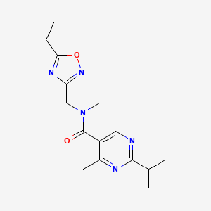 molecular formula C15H21N5O2 B5489452 N-[(5-ethyl-1,2,4-oxadiazol-3-yl)methyl]-2-isopropyl-N,4-dimethylpyrimidine-5-carboxamide 