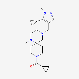 molecular formula C21H33N5O B5489475 9-(cyclopropylcarbonyl)-4-[(5-cyclopropyl-1-methyl-1H-pyrazol-4-yl)methyl]-1-methyl-1,4,9-triazaspiro[5.5]undecane 