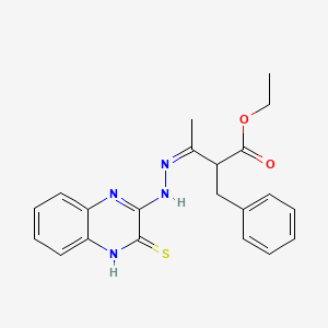 molecular formula C21H22N4O2S B5489494 ethyl 2-benzyl-3-[(3-thioxo-3,4-dihydro-2-quinoxalinyl)hydrazono]butanoate 