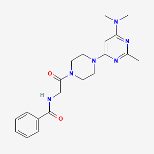 molecular formula C20H26N6O2 B5489506 N-(2-{4-[6-(dimethylamino)-2-methyl-4-pyrimidinyl]-1-piperazinyl}-2-oxoethyl)benzamide 