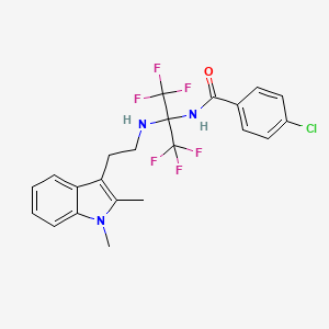molecular formula C22H20ClF6N3O B5489537 4-chloro-N-[1-{[2-(1,2-dimethyl-1H-indol-3-yl)ethyl]amino}-2,2,2-trifluoro-1-(trifluoromethyl)ethyl]benzamide 
