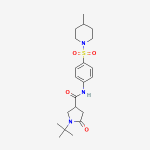 molecular formula C21H31N3O4S B5489567 1-tert-butyl-N-{4-[(4-methyl-1-piperidinyl)sulfonyl]phenyl}-5-oxo-3-pyrrolidinecarboxamide 