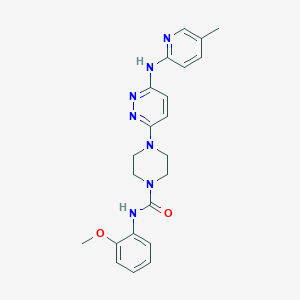molecular formula C22H25N7O2 B5489580 N-(2-methoxyphenyl)-4-{6-[(5-methyl-2-pyridinyl)amino]-3-pyridazinyl}-1-piperazinecarboxamide 