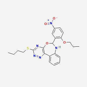 molecular formula C23H25N5O4S B5489608 3-(butylthio)-6-(5-nitro-2-propoxyphenyl)-6,7-dihydro[1,2,4]triazino[5,6-d][3,1]benzoxazepine 
