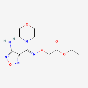 molecular formula C11H17N5O5 B5489613 ethyl ({[(4-amino-1,2,5-oxadiazol-3-yl)(4-morpholinyl)methylene]amino}oxy)acetate 