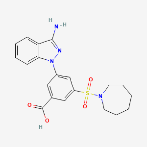 molecular formula C20H22N4O4S B5489628 3-(3-amino-1H-indazol-1-yl)-5-(azepan-1-ylsulfonyl)benzoic acid 