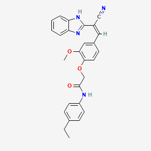 molecular formula C27H24N4O3 B5489638 2-{4-[2-(1H-benzimidazol-2-yl)-2-cyanovinyl]-2-methoxyphenoxy}-N-(4-ethylphenyl)acetamide 