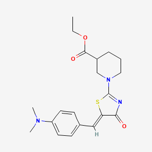 molecular formula C20H25N3O3S B5489645 ethyl 1-{5-[4-(dimethylamino)benzylidene]-4-oxo-4,5-dihydro-1,3-thiazol-2-yl}-3-piperidinecarboxylate 