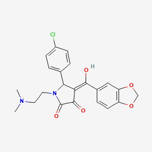 molecular formula C22H21ClN2O5 B5489676 4-(1,3-benzodioxol-5-ylcarbonyl)-5-(4-chlorophenyl)-1-[2-(dimethylamino)ethyl]-3-hydroxy-1,5-dihydro-2H-pyrrol-2-one 