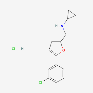 molecular formula C14H15Cl2NO B5489679 N-{[5-(3-chlorophenyl)-2-furyl]methyl}cyclopropanamine hydrochloride 