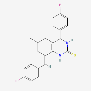 molecular formula C22H20F2N2S B5489687 8-(4-fluorobenzylidene)-4-(4-fluorophenyl)-6-methyl-3,4,5,6,7,8-hexahydro-2(1H)-quinazolinethione 