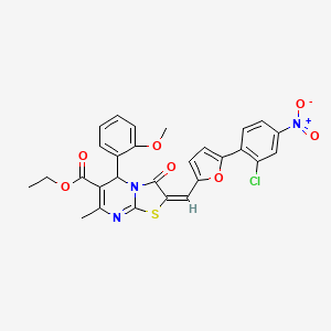 ethyl 2-{[5-(2-chloro-4-nitrophenyl)-2-furyl]methylene}-5-(2-methoxyphenyl)-7-methyl-3-oxo-2,3-dihydro-5H-[1,3]thiazolo[3,2-a]pyrimidine-6-carboxylate