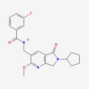 N-[(6-cyclopentyl-2-methoxy-5-oxo-6,7-dihydro-5H-pyrrolo[3,4-b]pyridin-3-yl)methyl]-3-fluorobenzamide