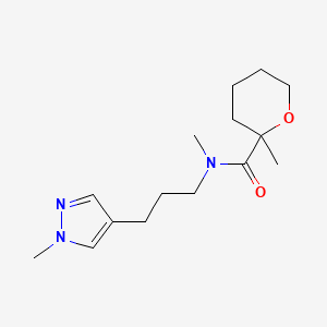 molecular formula C15H25N3O2 B5489776 N,2-dimethyl-N-[3-(1-methyl-1H-pyrazol-4-yl)propyl]tetrahydro-2H-pyran-2-carboxamide 