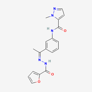 molecular formula C18H17N5O3 B5489810 N-[3-(N-2-furoylethanehydrazonoyl)phenyl]-1-methyl-1H-pyrazole-5-carboxamide 