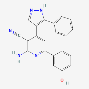 molecular formula C21H15N5O B5489837 2-amino-6-(3-hydroxyphenyl)-4-(3-phenyl-1H-pyrazol-4-yl)nicotinonitrile 