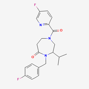 molecular formula C21H23F2N3O2 B5489840 4-(4-fluorobenzyl)-1-[(5-fluoropyridin-2-yl)carbonyl]-3-isopropyl-1,4-diazepan-5-one 