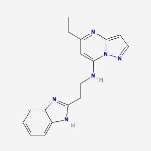 molecular formula C17H18N6 B5489845 N-[2-(1H-benzimidazol-2-yl)ethyl]-5-ethylpyrazolo[1,5-a]pyrimidin-7-amine 